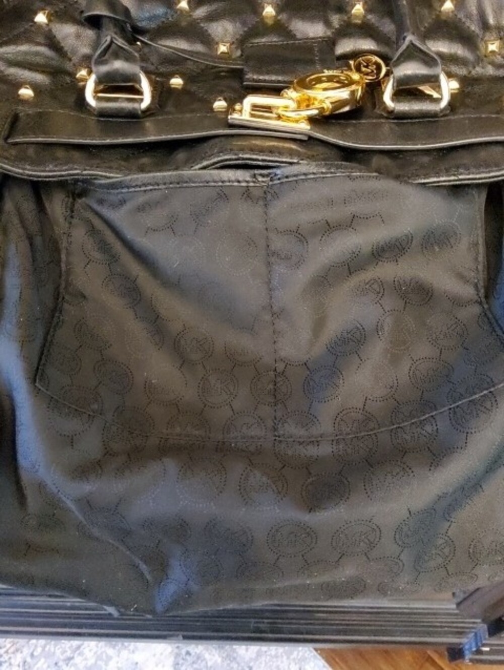 Michael Kors Black Quilted Hamilton Bag with Gold Studs - Picture 9 of 15